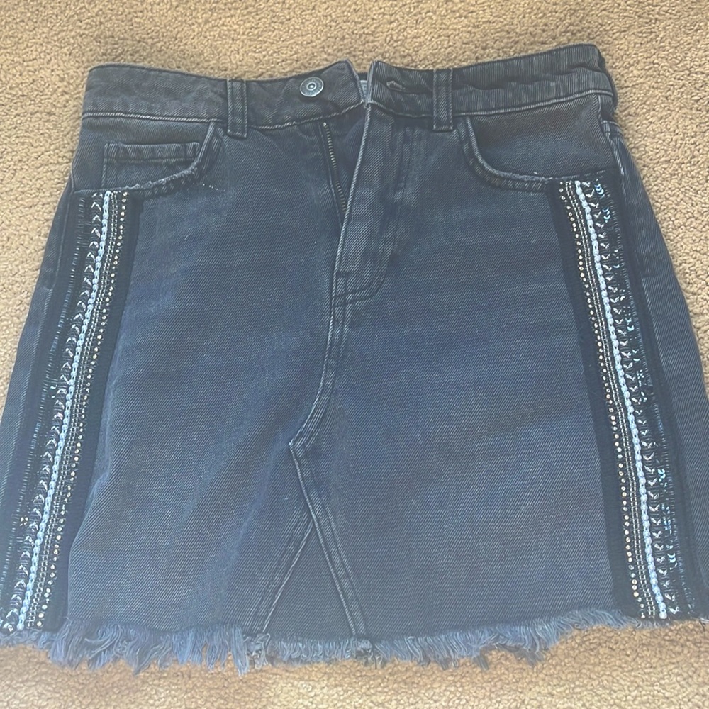 free people denim mini skirt
